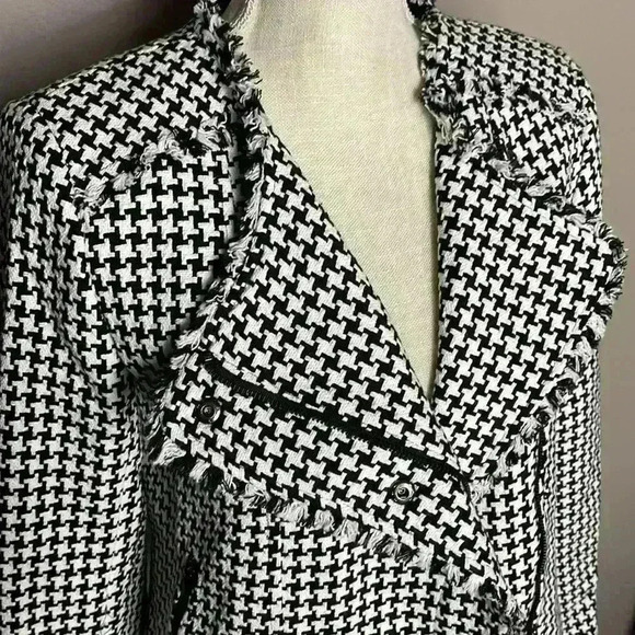 Karl Lagerfeld Paris Tweed Lightweight Motorcycle Jacket Black/White Size XS NWT - Picture 4 of 12